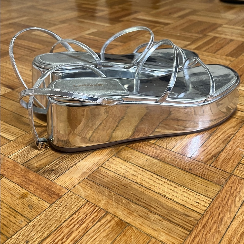 Larroude Silver Platform Sandals - image 6